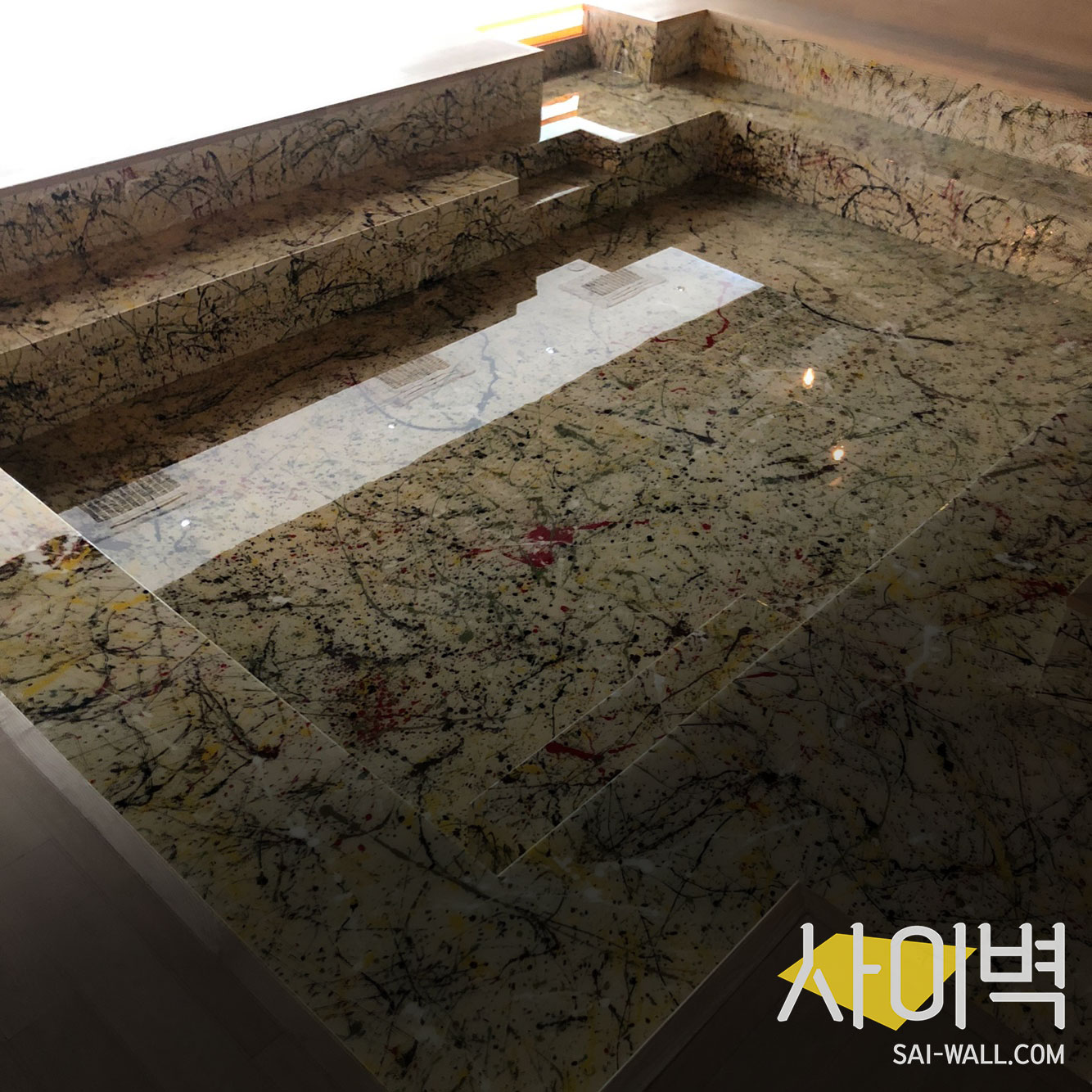 두산타워 바닥아트작업 벽화 시공 사진 3
